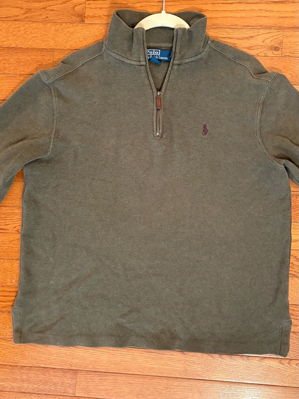 Polo Ralph Lauren Men’s Medium Olive Green Half-Zip Sweater 100% Cotton - Picture 5 of 8